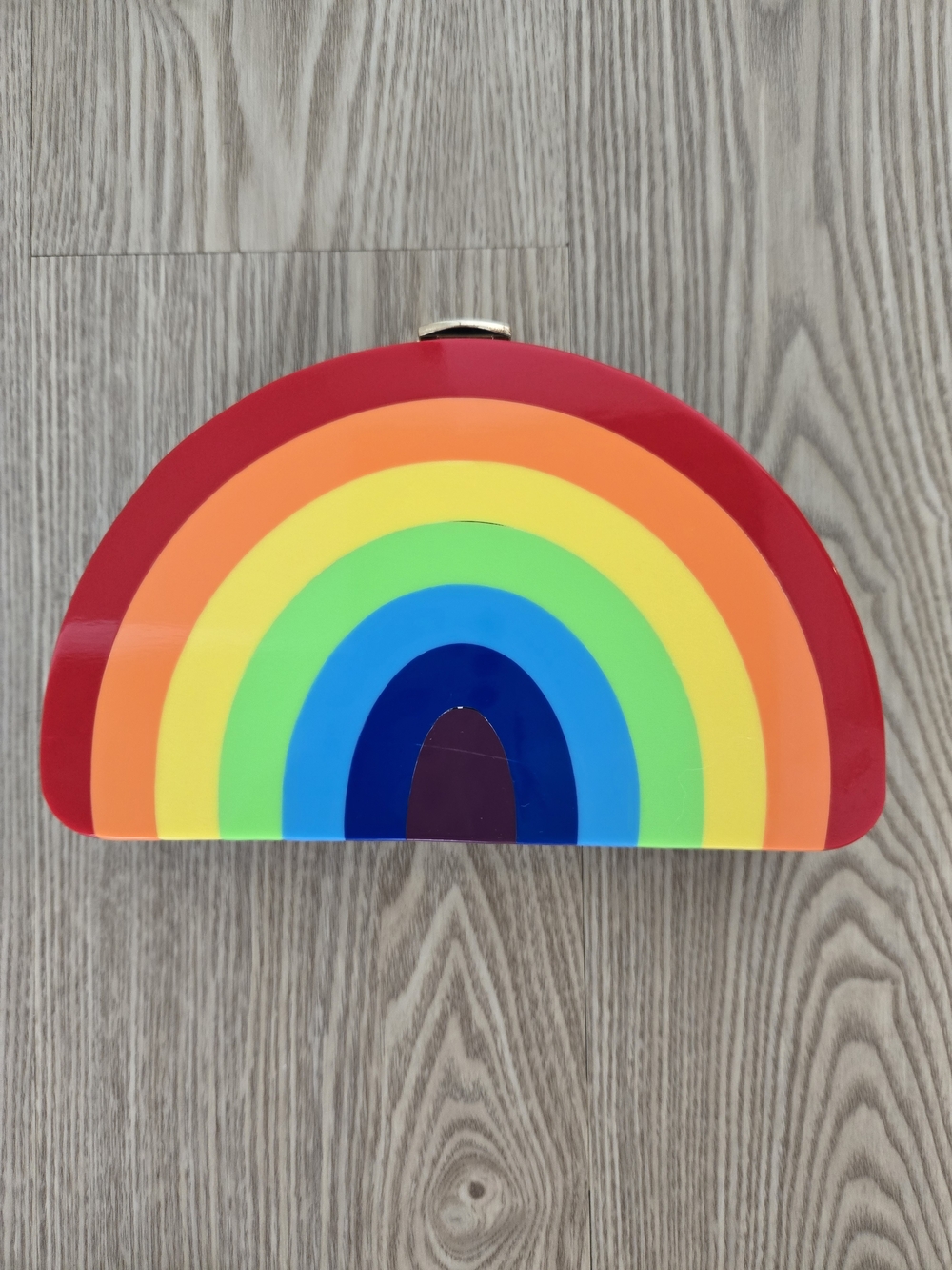 Authentic MILLY Convertible Acrylic Half-Moon Rainbow Clutch